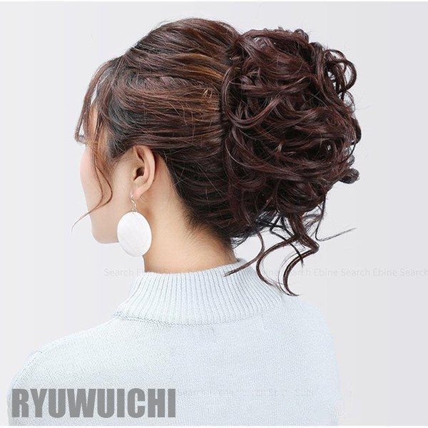 475円 【人気急上昇】 シュシュ ヘアアクセサリー お団子 ポニーテール ポイント ウィッグ エクステ ヘアアクセ おだんご 結婚式 和装 黒髪