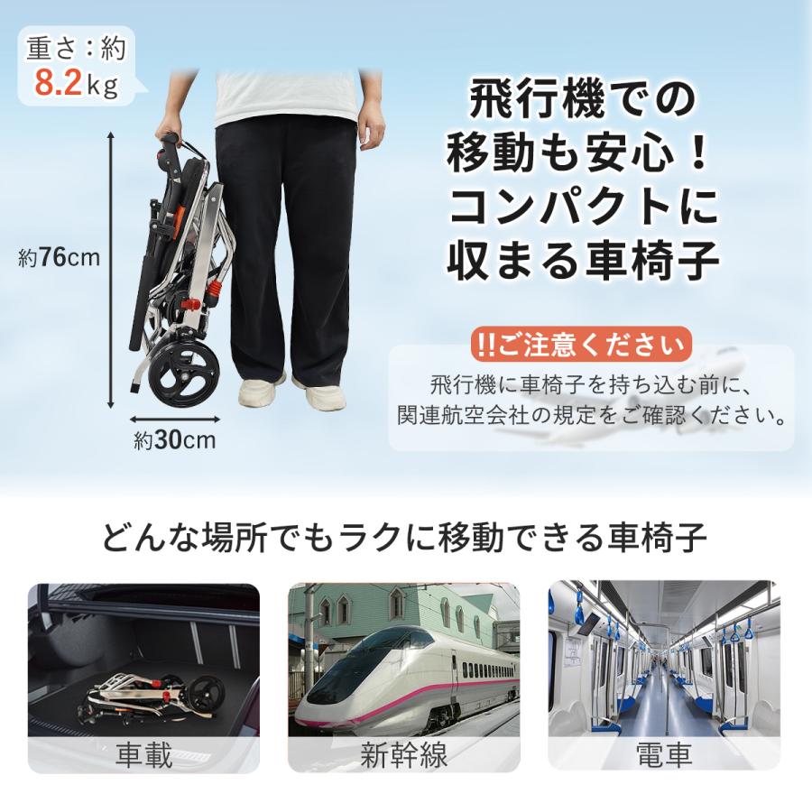 RAKU 車椅子 介助型 折りたたみ式 簡易車椅子 自立型 持ち運び易い