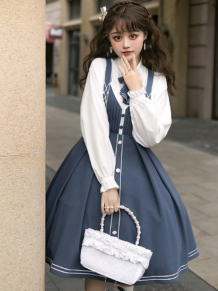 【シュガーガール】ロココプリンセスロリィタドレス4点セット ライトブルー シュガーガール】ロココプリンセスロリィタドレス4点セット