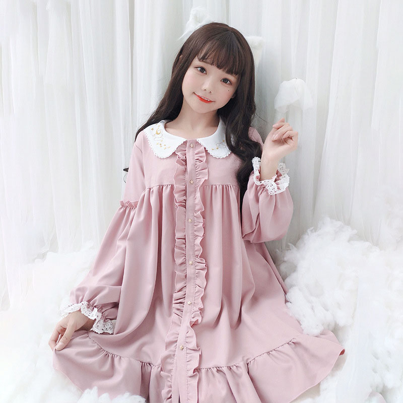 ロリータ服 ワンピース コ 森ガール Aライン ピンク ロリータ