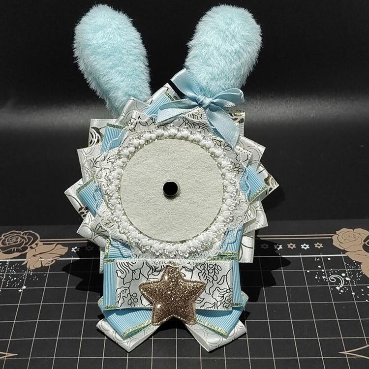 2点ゼット】缶バッジロゼット 兎 うさぎ 耳 推し活 バッジ飾り リボン