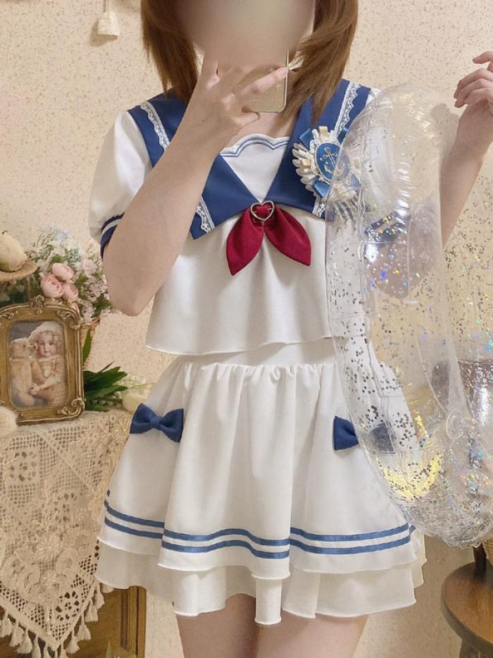 2点セット】タンキニ水着 セーラー 服みたいな 水着 制服風 半袖