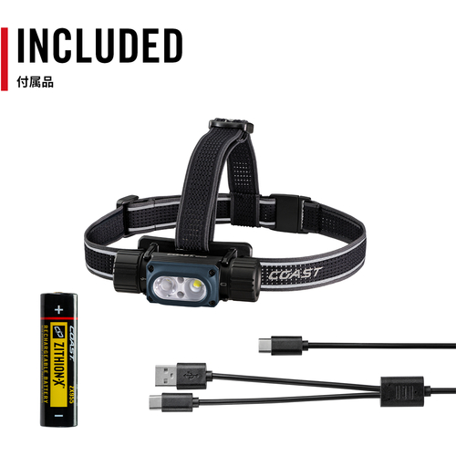 COAST　コースト LEDヘッドランプ WPH34R 充電式 カートリッジ式 IP68 防水・防塵 2000lm USB-C 専用充電池 単4電池（別売）　30833_6