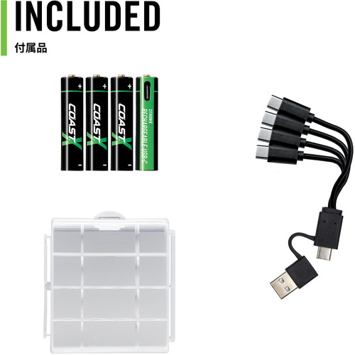 COAST コースト 単4形リチウムイオン充電池 【4本組】 充電池 ZXAAA