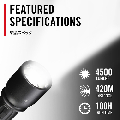 COAST　コースト LEDフラッシュライト XP14R 充電式 IP54 防水・防塵 4500lm USB-C 専用充電池　31049_1
