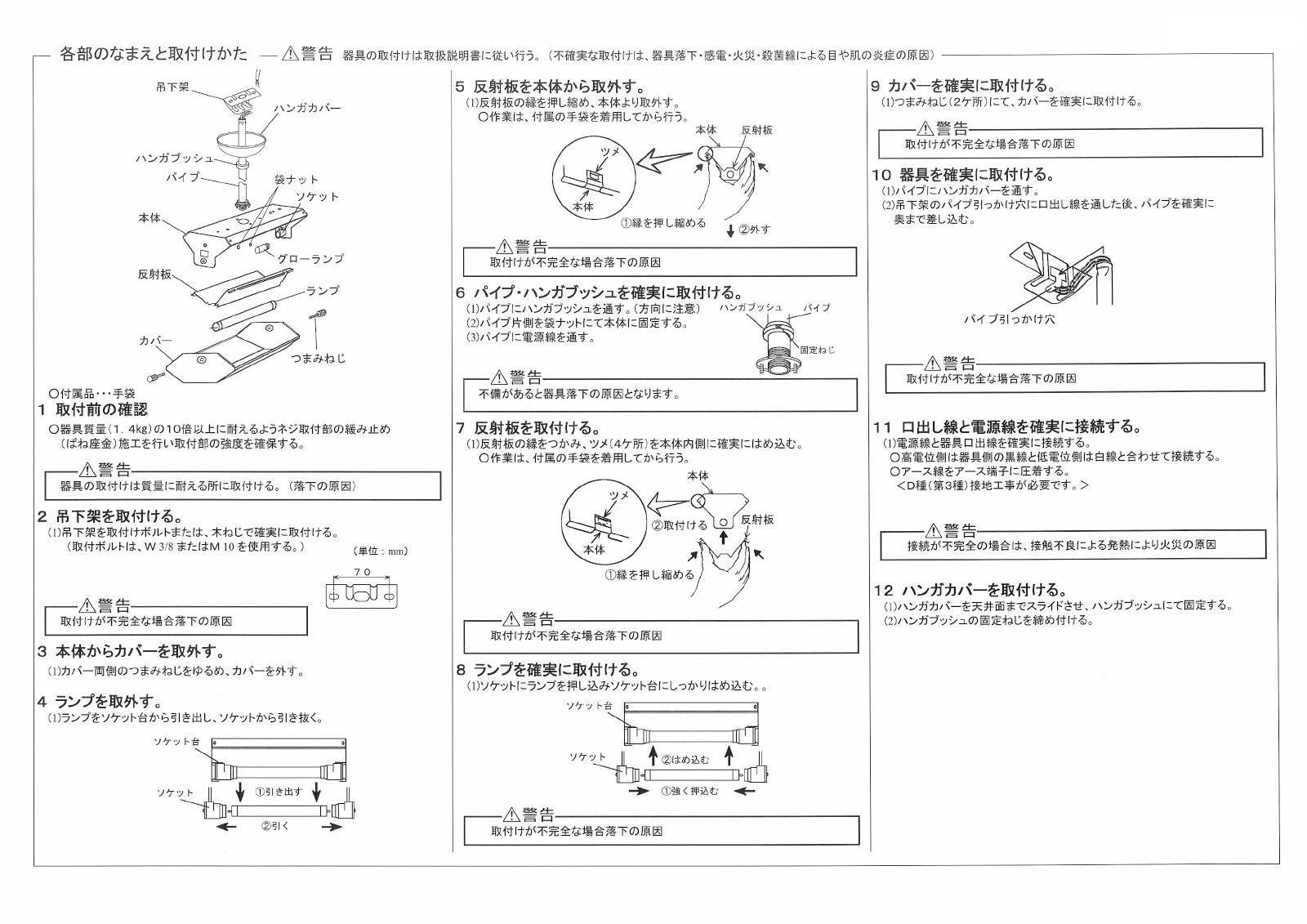 英光ライティング 吊下げ形殺菌灯器具 工場・倉庫用(ランプ付) 100V 
