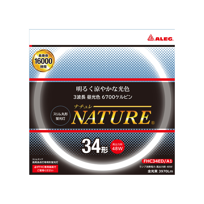 ALEG か細い環形螢光灯 NATYRE(ナチュレ) 6700K 3波長形昼光色 34W形 GZ10q口金 2700ルーメン 【30個入り口・入口】 FHC34ED/A1 電球-家具、インテリア-蛍光灯