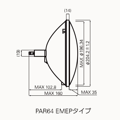 USHIO　シールドビームハロゲンランプ スタジオ・舞台照明用 PAR64 JDR PARタイプ 耐振タイプ EMEP口金 1000W 中角　JDR110V1000WGT/M/S6/E ※受注生産品｜alllight｜02