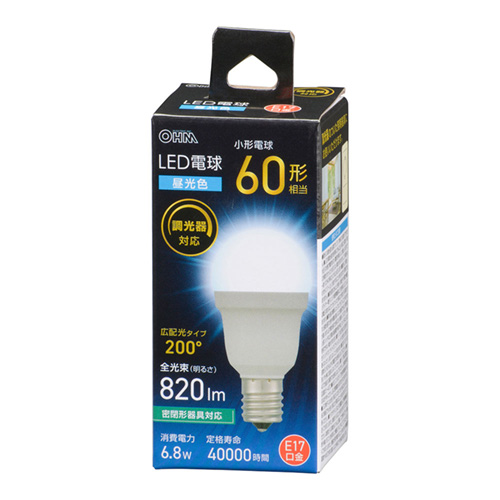 OHM（オーム電機） LED電球小形 ミニクリプトン形 60W形 60形相当 調光