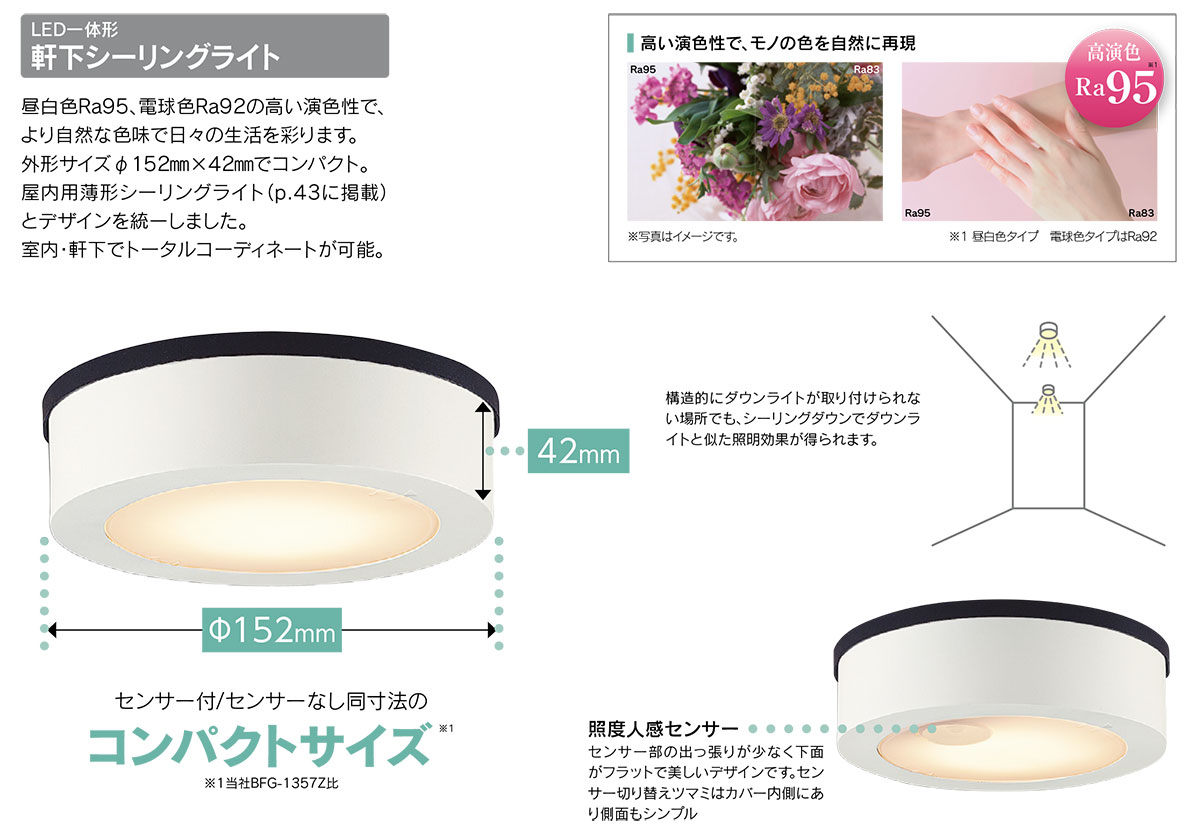 東芝 住宅用照明器具 LEDアウトドアシーリング センサー付 LED一体形 ON/OFFセンサータイプ 白熱灯器具100Wクラス 昼白色(5000K) 黒 LEDG87904YN(K)-LS