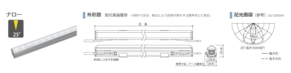 森山産業 LED照明 LEDsリミット防水非調光 ナロー 屋外 防湿 100V 全長594mm 温白色3500K ESE1U2-028J35N-100W ※受注生産品の画像
