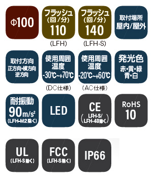 パトライト LEDフラッシュ表示灯 LFH DC12V 6.0W φ100mm 点滅回数140回