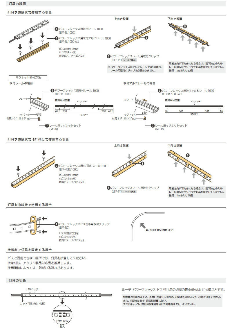 ルーチ LEDテープライト パワーフレックス トフ 特注品 20mmピッチ