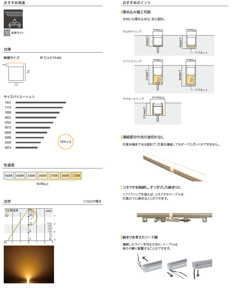 ルーチ LEDライン照明 間接照明 ルーチ・シルクスK DC24V 823mm 電球色