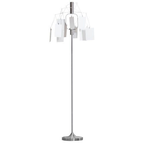 ＨＥＲＭＯＳＡ　ハモサ フロアランプ MEMORIA FLOOR LAMP LED電球付（E26/60W LED×1） 電球色 〜4.5畳 コンセント（フットスイッチ付） シルバー　ME-002SV
