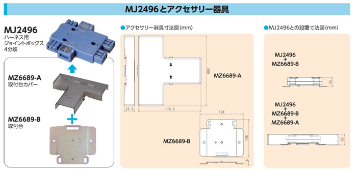 明工社 ハーネス用ジョイントボックス 4分岐 青 結線完了表示付 20A