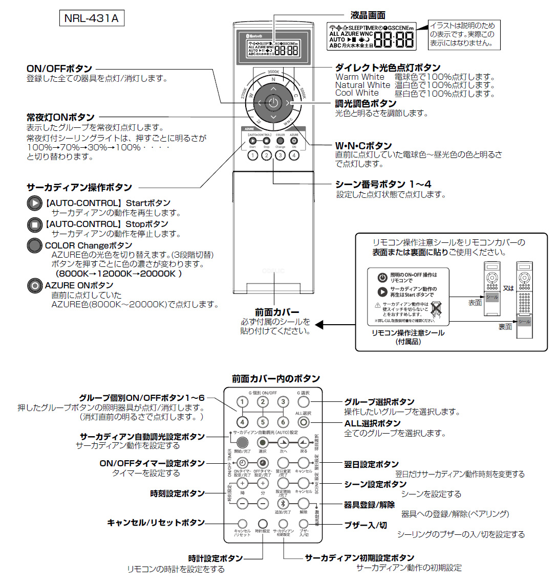 ODELIC（オーデリック） LEDシーリングライト用 付属リモコン