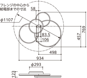 ＯＤＥＬＩＣ　シャンデリア LED一体型 簡易取付A 引掛シーリング 白熱灯器具100W×2灯相当 コントローラー別売 調光 電球色2700K サテンゴールド　OC257242BCの画像