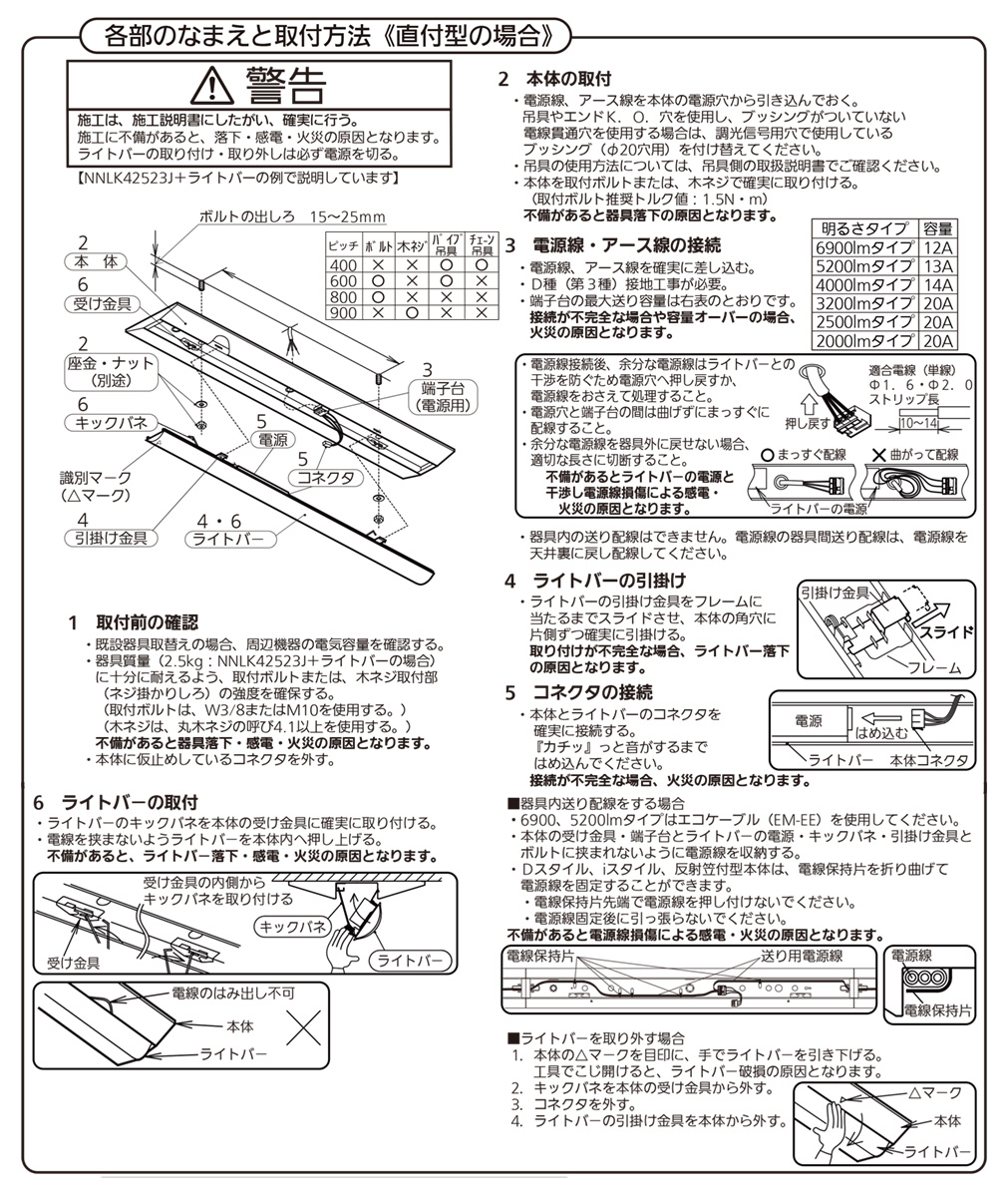 パナソニック 一体型LEDベースライト iDシリーズ ライトバー 20形 一般タイプ 3200lmタイプ ウィズリモ 昼白色 AC100V‐242V 本体別売 NEL2300ENRC9の画像