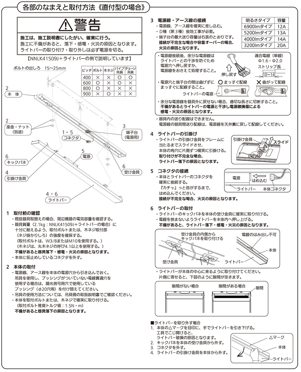 パナソニック　iDシリーズ ライトバー 40形 グレアセーブ マルチコンフォート 一般 5200lmタイプ リベコム 昼白色 本体別売　NEL4500KNRS9 ※受注生産品_8