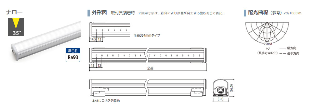 森山産業　LED照明 パワーLEDs200防水非調光 ナロー 屋外 防湿 100V/200V 全長1158mm 電球色2700K　ELC2U2-096J27N-200C ※受注生産品_5