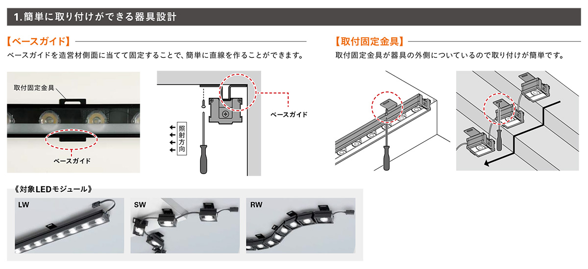 ＤＮライティング LED屋内用ウォールウォッシャー ROUND WASH RW 電源別売 10ユニット(全長545mm) 温白色 20° クリアフィルター RW10WW-20C ※受注生産品の画像