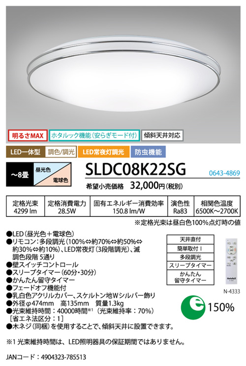 ホタルクス LEDシーリングライト 天井直付 簡易取付 6500K-2700K 調色 