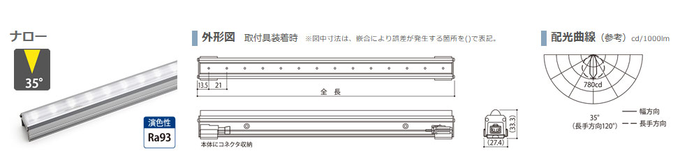森山産業　LED照明 スリムLEDs100防水非調光 ナロー 屋外 防湿 100V 全長1182mm 白色4000K　ESD2U2-056J40N-100W ※受注生産品_5