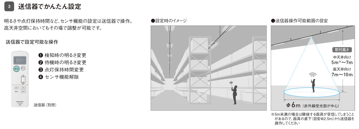 パナソニック 一体型LEDベースライト iDシリーズ ライトバー 40形 高天井用ひとセンサ付タイプ 中天井向け 6900lmタイプ 調光 昼白色 本体別売 NEL4601NNRC9の画像