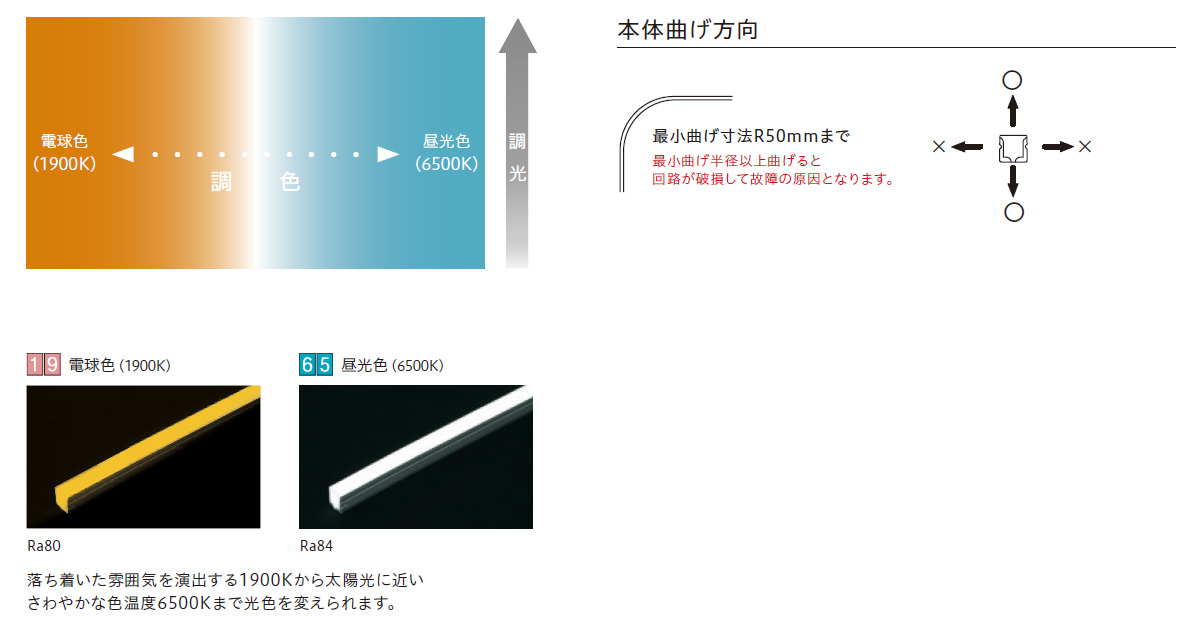 ＴＥＳ　ＬＩＧＨＴＩＮＧ フレキシブル照明 調光調色Qoonelaチェルシー TQCC 3010mm 1700K-5000K 電球色-昼白色 両側コード　TQCC-3010-1750-D ※受注生産品