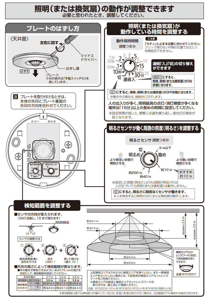 Panasonic（パナソニック） 天井取付熱線センサ付自動スイッチ 広角