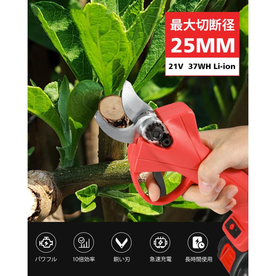 新品【バッテリー2個付‼️】剪定ハサミ ケース付き 充電式 園芸 電動剪定バサミ 剪定鋏 【2026改良モデル 引金連動機能】充電式 園芸