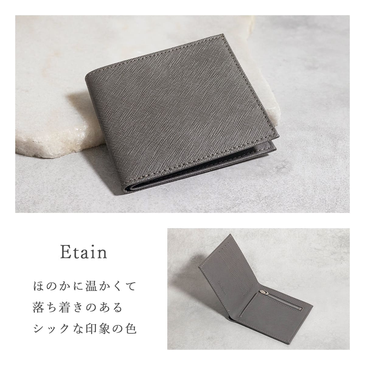 【美品】二つ折り財布 ブラック サフィアーノ シルバーロゴ ユニセックス DomTeporna（ドンテポーナ） 二つ折り財布 メンズ ブランド 牛革