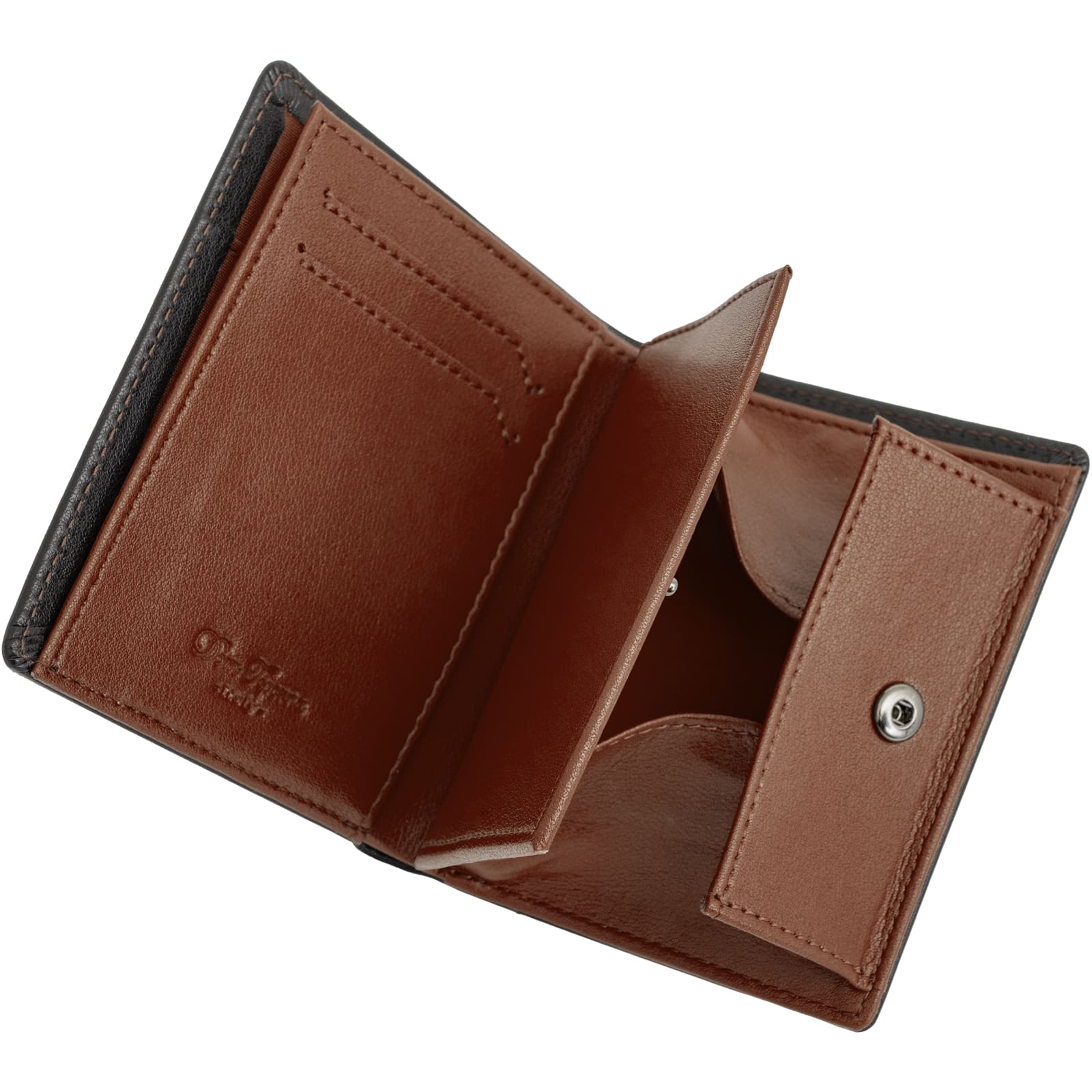 二つ折り 薄型財布 イタリアンレザー 本革 多ポケット ミニ財布