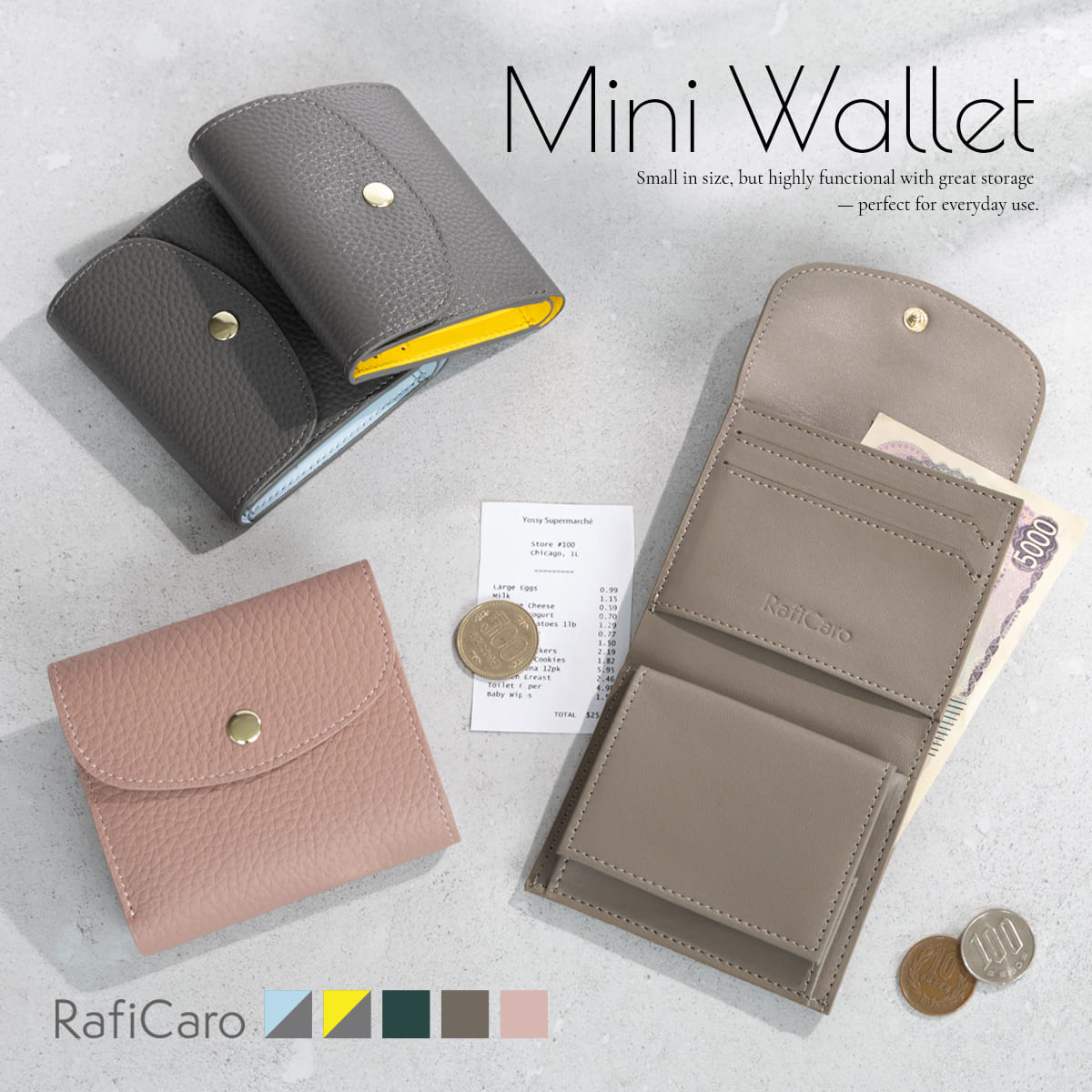 GARN I財布 RafiCaro ミニ財布 柔らか シュリンクレザー ボックス型小銭入れ