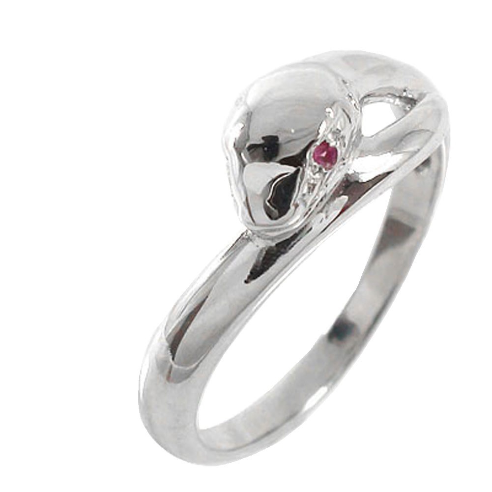 指輪 ルビー 蛇 7月 誕生石 スネーク k18金 ピンキーリング