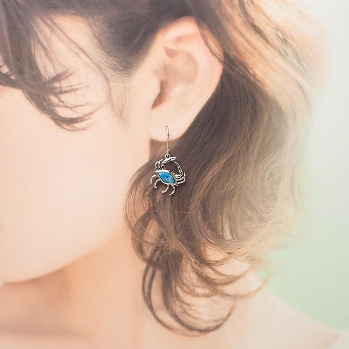 ハワイアンジュエリー ピアス イヤリング シルバー オパール カニ