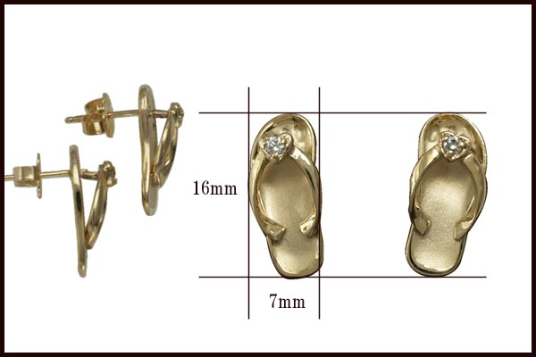 ハワイアンジュエリー ピアス 14K イエローゴールド ビーチサンダル