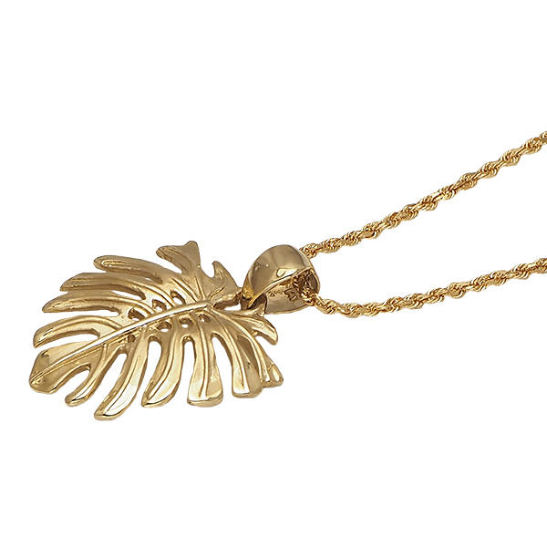 ハワイアンジュエリー ペンダント 14K イエローゴールド モンステラ