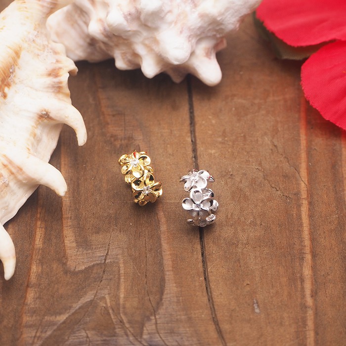 ハワイアンジュエリー オールプルメリアレイ 煌めくジルコニア