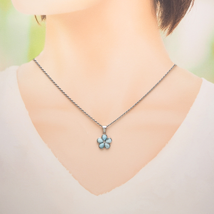 【SV925】「ハワイアンジュエリー」【LONO】ラリマーペンダントトップ ハワイアンジュエリー ネックレス ペンダント ラリマー プルメリア