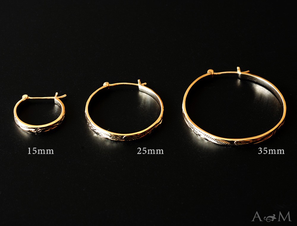 ALOHA MANA ハワイアンジュエリー ピアス フープピアス K18 k18 18金 