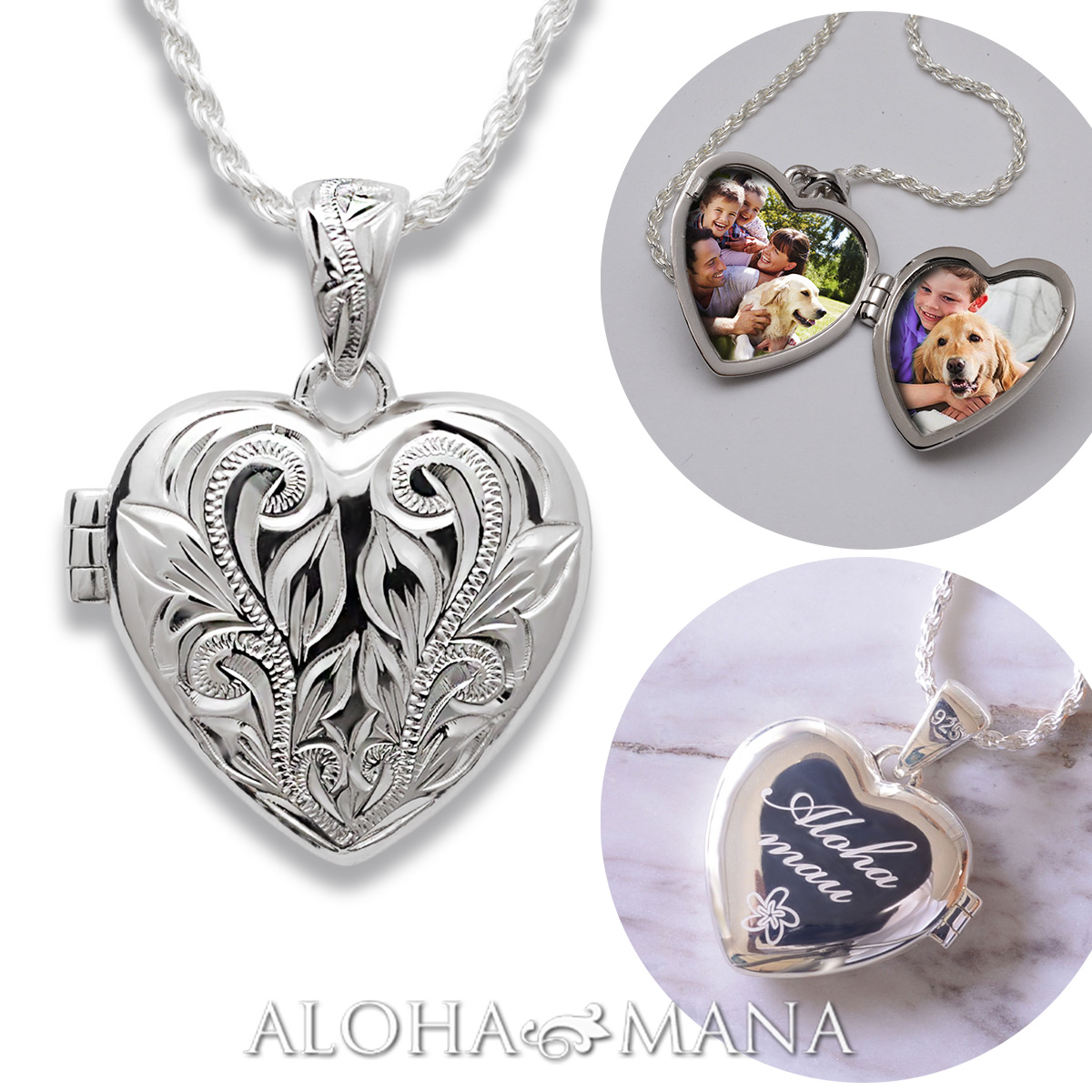 FABLE スワローハートロケットチェーンネックレス ALOHA MANA ハワイアンジュエリーネックレスシルバー925