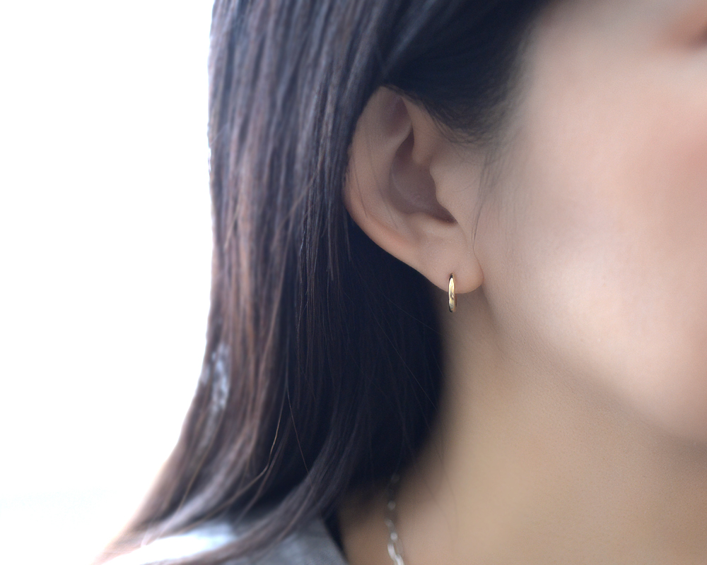 K18 ゴールド フープピアス 約3.5cm TRIDEA JEWELRY k18 フープ ピアス 18k 18金 レディース 幅3mm