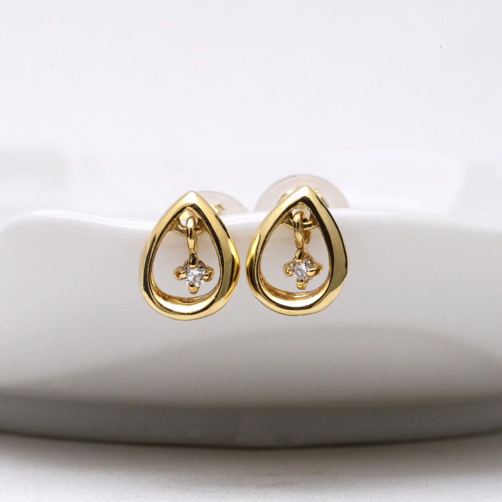 18金 K18 ゴールド GOLD 750 ダイヤモンド ひし形　ピアス 両耳 Jewel closet by L&Co. ピアス レディース メンズ K18 18金