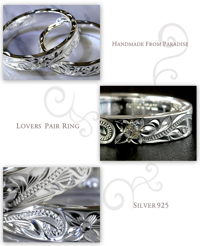 SILVER925 HAWAIIAN DESIGN RING/シルバー/リング Pair of 925 Sterling Silver Hawaiian Jewelry Ring Set [4&6mm