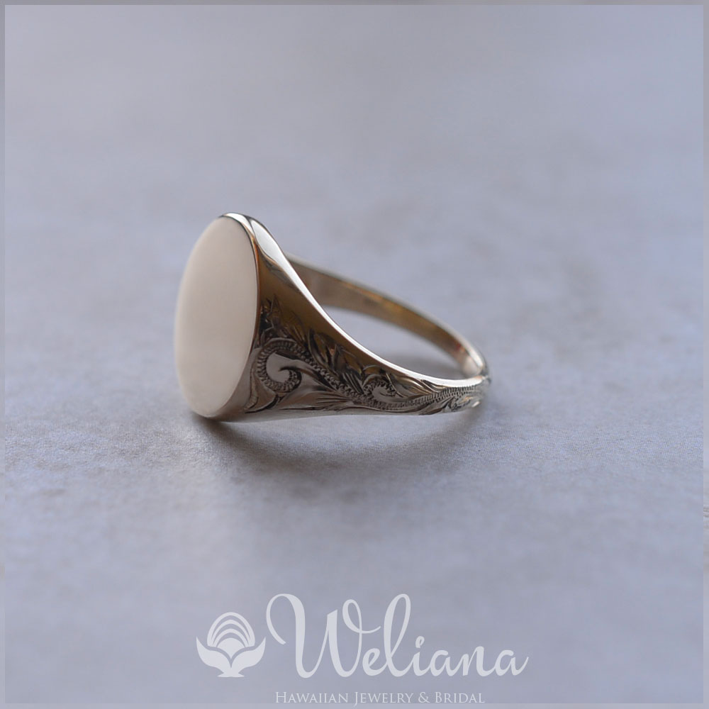 未使用 手彫り シグネットリング K18 ホワイトゴールド 指輪 11号 未使用 手彫り シグネットリング K18 ホワイトゴールド 指輪 11号