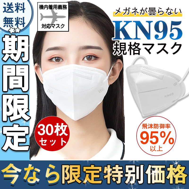 N95 KN95マスク 30枚 使い捨て 立体 5層構造 不織布 男女兼用 高性能