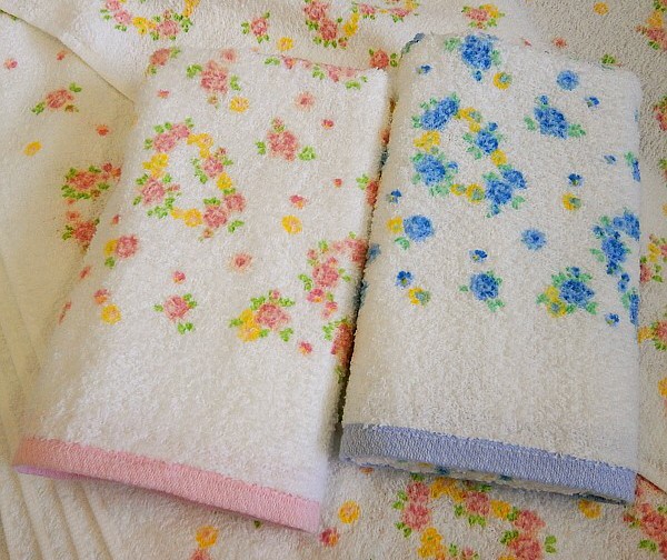 フェイスタオル まとめ買い用 泉州タオル ハートフラワー 花柄 綿100