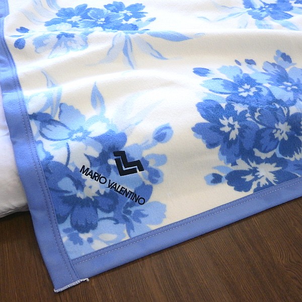 MARIO VALENTINO 綿毛布 シングルサイズ 花柄 綿100％（毛羽部分） :5-MV60-blue:アロール21 Yahoo!店